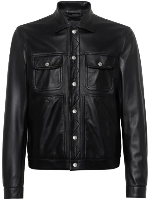 DSQUARED2 leather boxy Jeans jacket Black S74AM1571SY1491