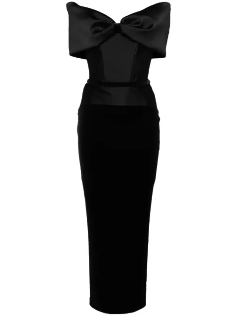CRISTALLINI panelled-design midi dress Black CA1367