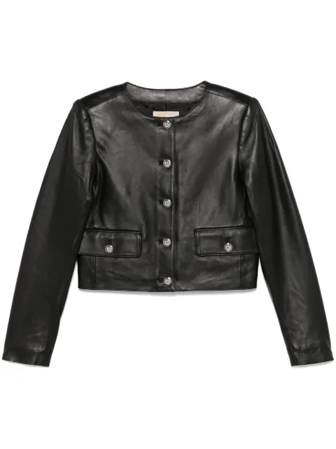 Michael Michael Kors cropped leather jacket Black MF410AQFAF