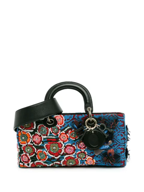 Christian Dior Pre-Owned 2016 Medium Beaded Flower Embellished Lady D Joy satchel Blue KMTSDT0L14MS3QNT