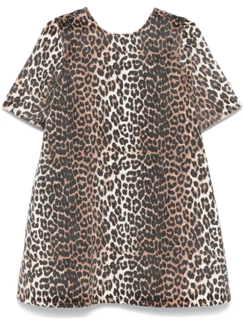 GANNI leopard-print denim mini dress Neutrals J1677