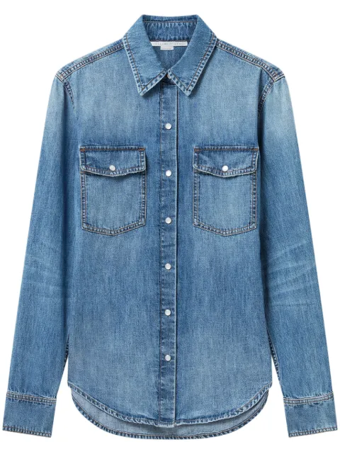 Stella McCartney logo-patch shirt Blue 6D03623SQH09