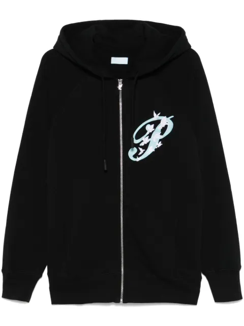 3PARADIS embroidered-logo zip-up hoodie Black AW2441