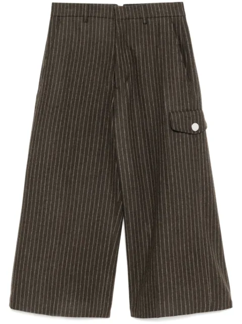 AMI Paris striped cropped trousers Brown HSO403WV0048
