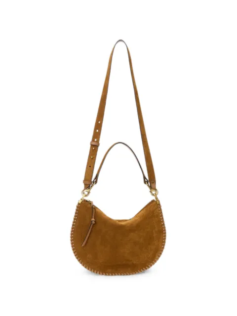 ISABEL MARANT Oskan soft zipped bag in braided suede calfskin leather Brown BF0066FBB2C06M