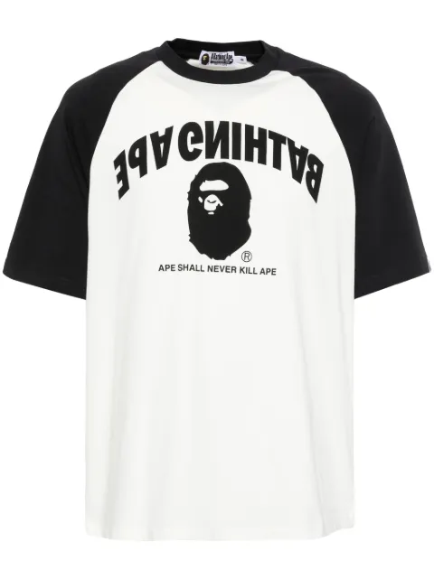 A BATHING APE® college raglan T-shirt White 001CSK801303M