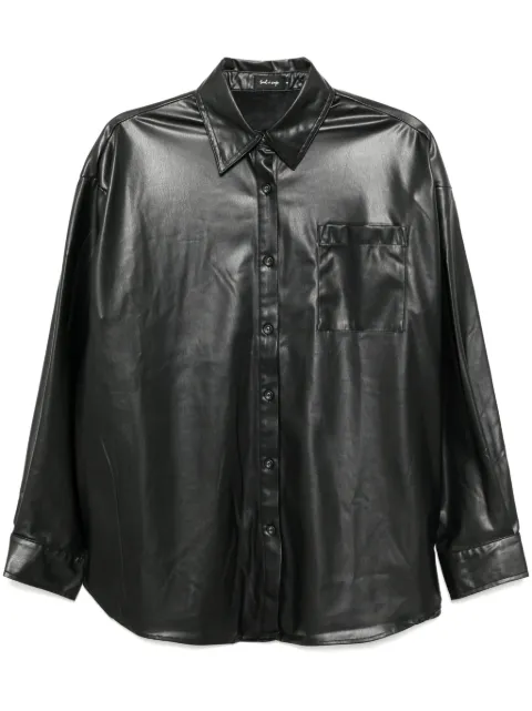 tout a coup faux leather long sleeve shirt Black M123AF4