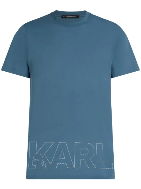 Karl Lagerfeld metallic logo-print T-shirt Blue A1M46070B03