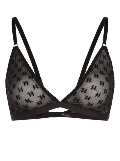 Karl Lagerfeld monogram mesh bra Black A1W47108999
