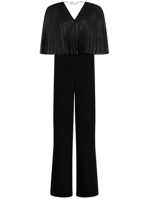 Karl Lagerfeld pleated cape jumpsuit Black A1W130241AU