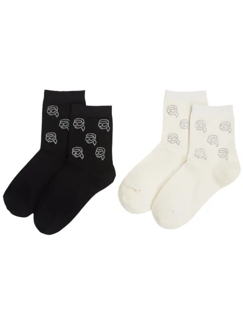 Karl Lagerfeld Ikon rhinestone socks (pack of two) Black A1W47103133