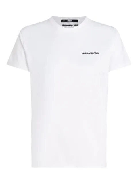 Karl Lagerfeld logo-embroidered organic-cotton T-shirt White A1W17019100