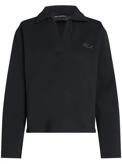 Karl Lagerfeld logo-print V-neck sweatshirt Black A1W20042999