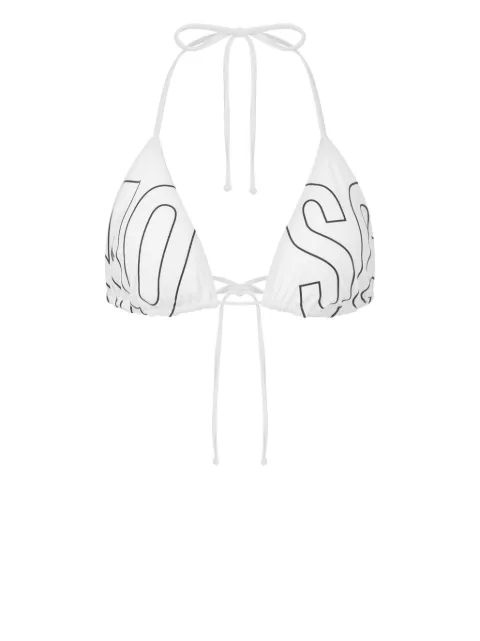 Moschino logo-print bikini top White A57154901