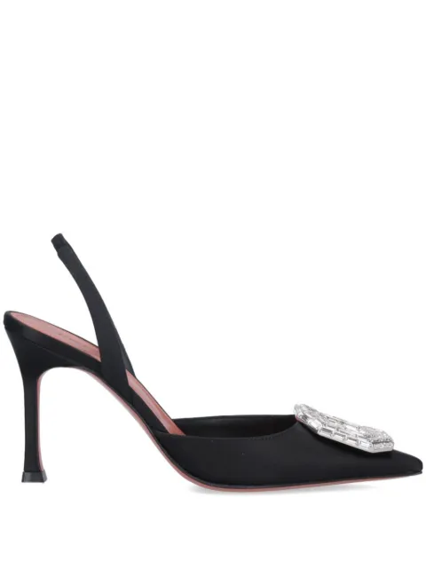 Amina Muaddi 105mm Camelia pumps Black C9S343954CAM