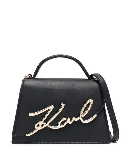 Karl Lagerfeld medium Signature leather cross body bag Black A1W30036992
