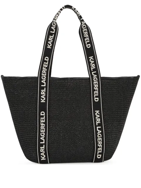 Karl Lagerfeld Signature raffia beach tote bag Black A1W46074999