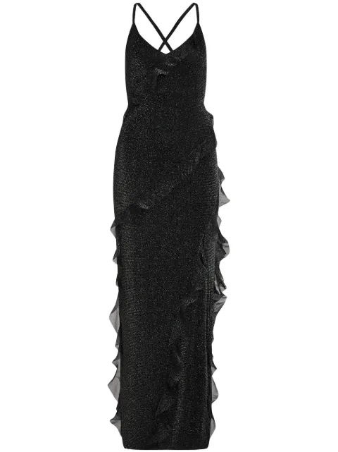 Karl Lagerfeld lurex ruffle maxi dress Black A1W13043979