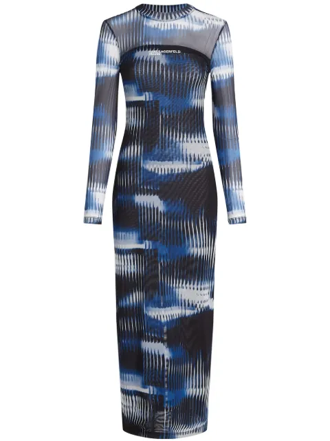 Karl Lagerfeld Jeans Glitch-print mesh dress Black A1W130131JM