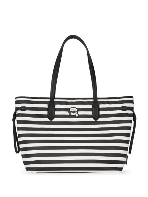 Karl Lagerfeld Ikon Karl striped tote bag Black A1W301251MC