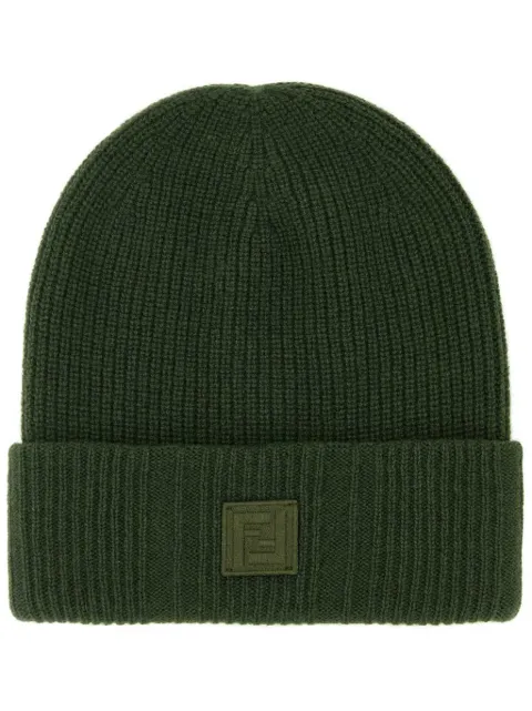 FENDI logo-patch beanie Green FXQ352ASMM