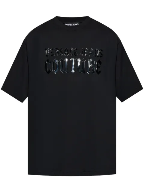 Versace Jeans Couture logo-patch T-shirt Black 77GAHL02CJ01L