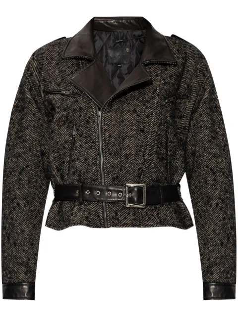 R13 herringbone-pattern biker jacket Black R13WR334R428A