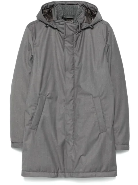 Herno Elegant zip closure long hooded jacket Grey PI001155U12638