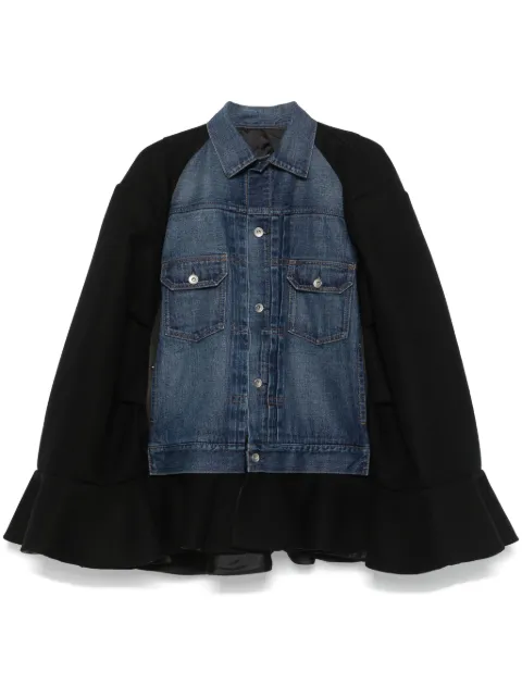 sacai denim-panel cape Black 2407550
