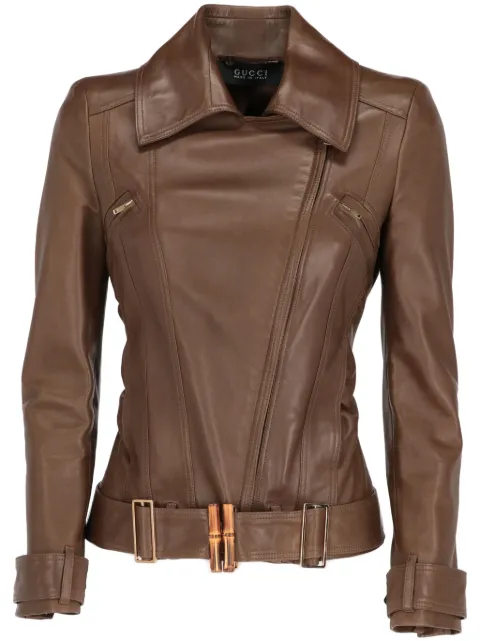Gucci Pre-Owned 2000s leather jacket Brown GUC980BG