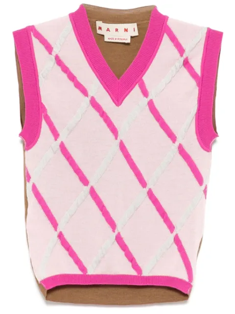 Marni diamond pattern sleeveless knitted top Pink CVMD0128Q1