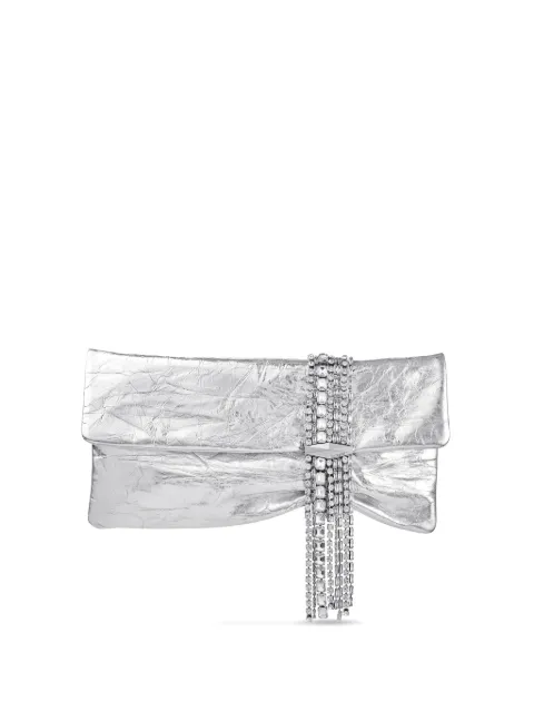 Jimmy Choo Zandra metallic leather clutch bag Silver J000174231