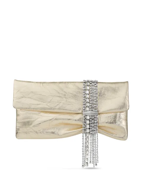 Jimmy Choo Zandra metallic leather clutch bag Gold ZANDRABYN