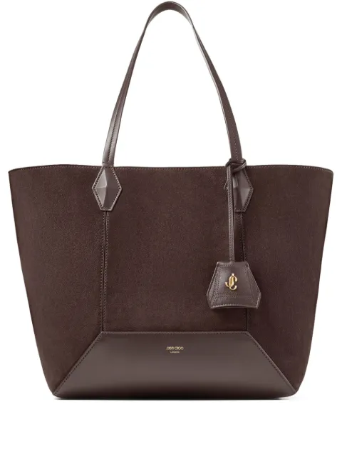 Jimmy Choo Diamond leather-trimmed tote bag Brown DIAMONDTOTEMSUE