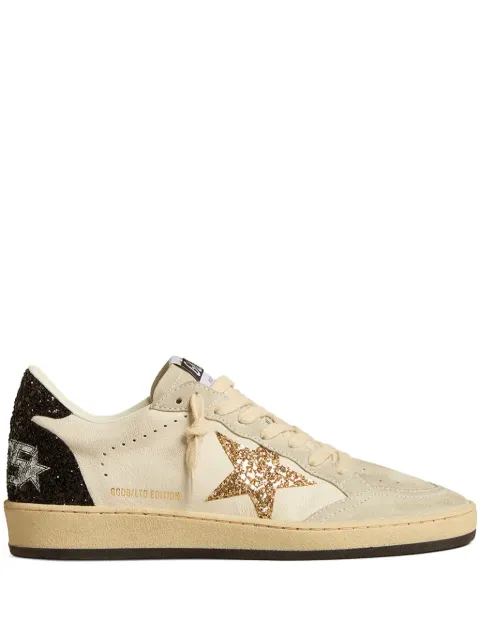 Golden Goose Ball Star trainers in nappa and suede with glitter star and black heels tab White GWF00117F005143