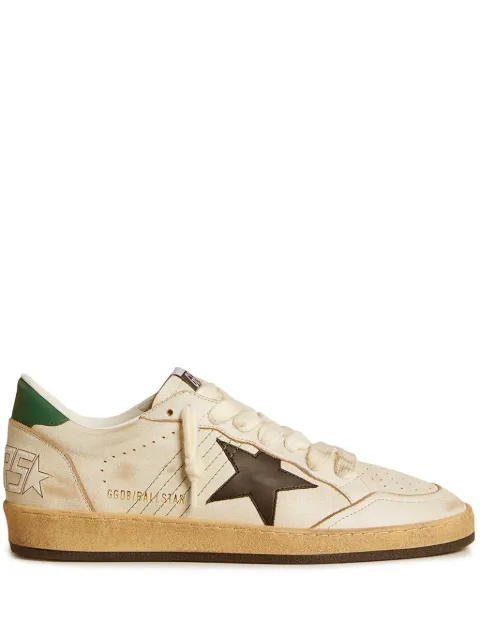 Golden Goose Ball Star trainers with black leather star and green leather heels tab White GMF00117F006550