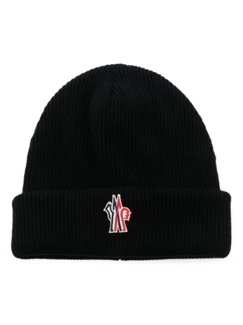 Moncler Grenoble ribbed embroidered-logo beanie hat Black K20973B00006M1115