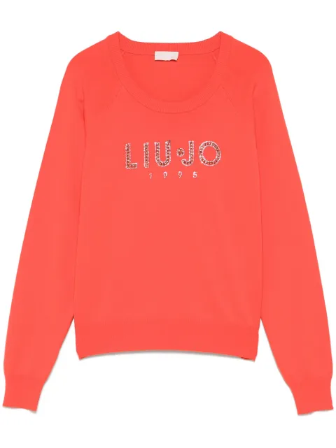 LIU JO logo-rhinestone sweater Orange TF4286MS63L