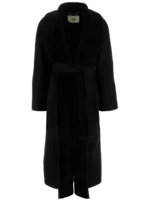 FENDI belted coat Black FF6041ASZU