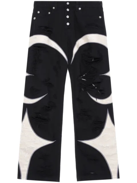 THUG CLUB ripped straight-leg trousers Black TC24PT2102