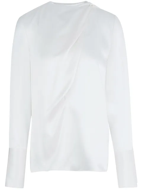 Ports 1961 Draped Scarf-Like silk top White PW424HLS42FSEU226