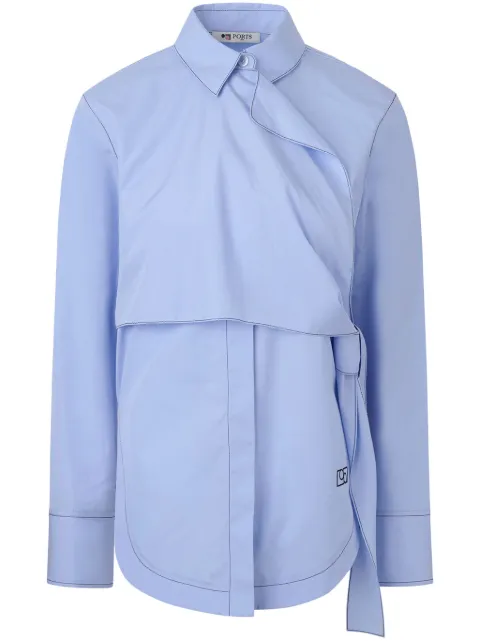 Ports 1961 Side wrap cotton shirt Blue PW424HLS05FCOU153