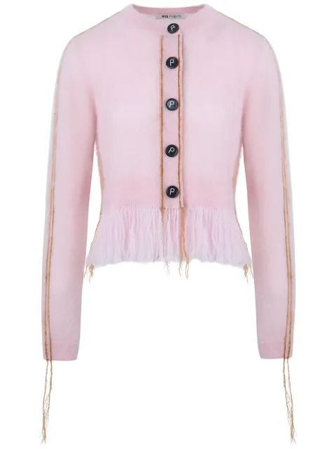 Ports 1961 contrast-stitch cardigan Pink PW424KFN08YWMU616