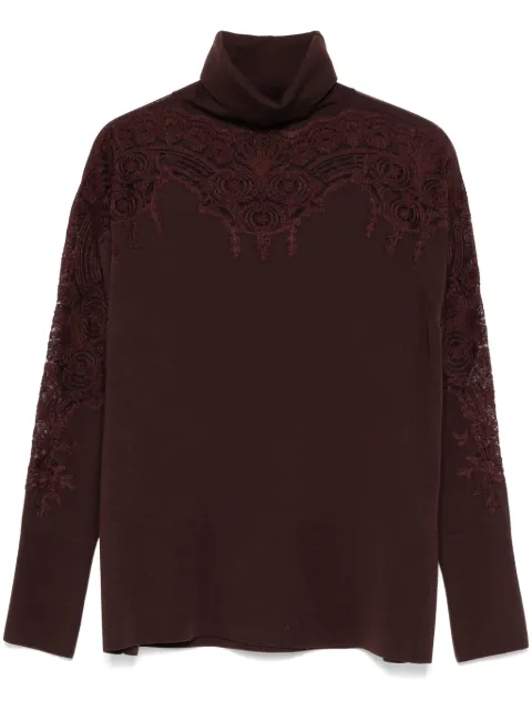 Ermanno Scervino lace-detail sweater Brown D455M734APATL