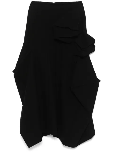 Yohji Yamamoto 3D-appliqué midi skirt Black FOS08150