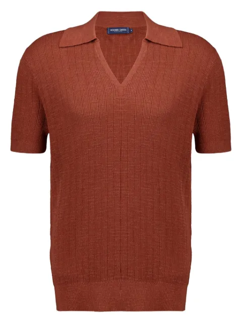 Frescobol Carioca Joaquim ribbed V-neck T-shirt Brown 2420803