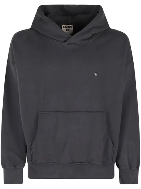A Paper Kid logo-patch hoodie Black F4PKUAHS028