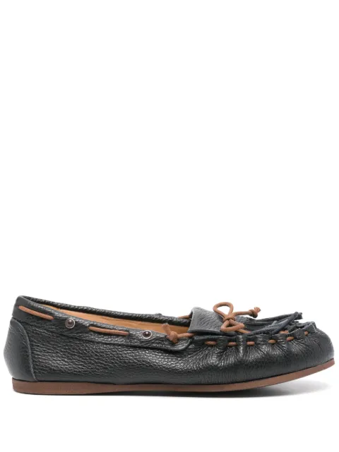P.A.R.O.S.H. fringe-detail leather loafers Blue D070277TOSHOE