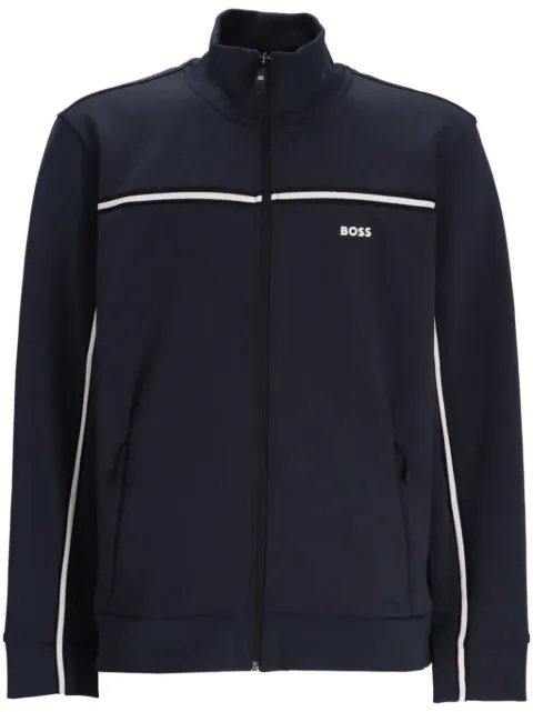 BOSS logo-print zip-up jacket Blue 50523896
