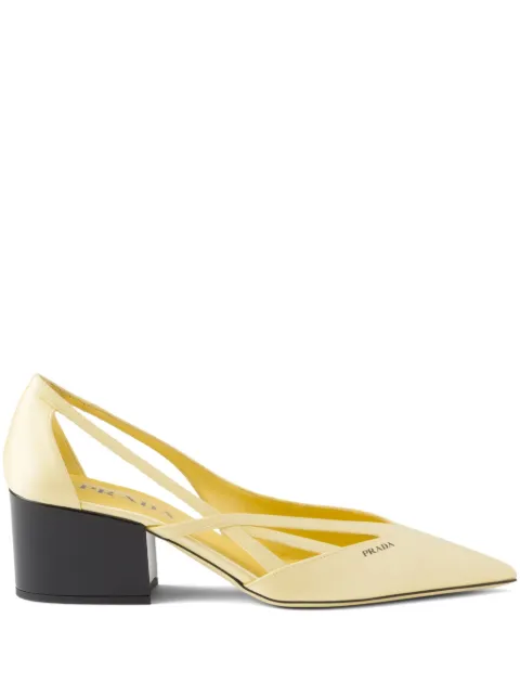 Prada 55mm satin cut-out pumps Yellow 1I741NFB055049